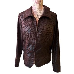 Vintage Brown Snake Embossed statement Blazer night out Jacket Size M